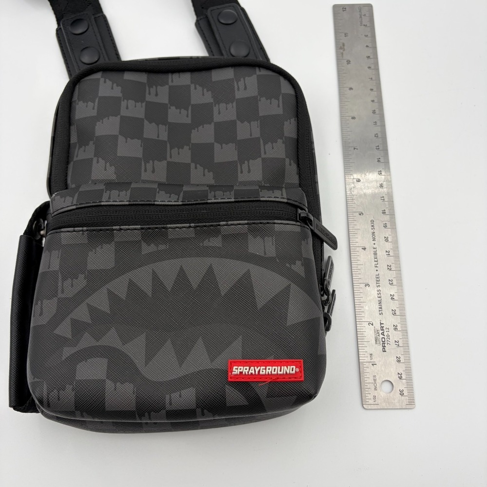 Sprayground Limited Edition Checker Reflective Shark Sling Bag Hangover RARE! - Picture 3 of 9
